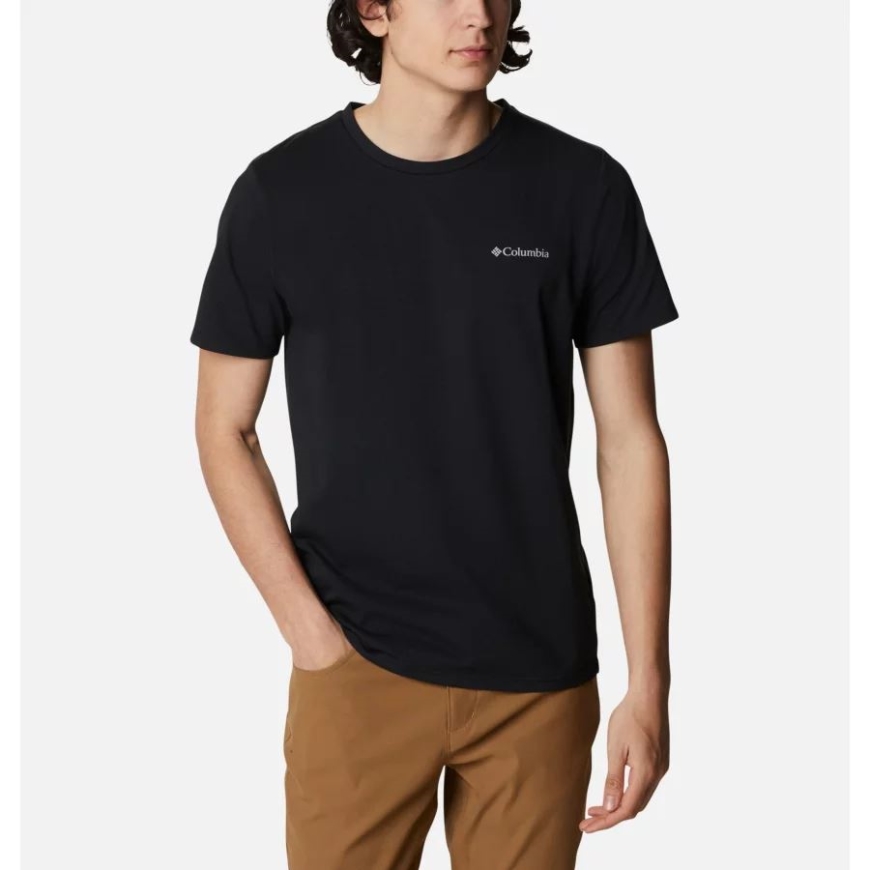 コロンビアブラックメンズサントレックテクニカルTシャツ