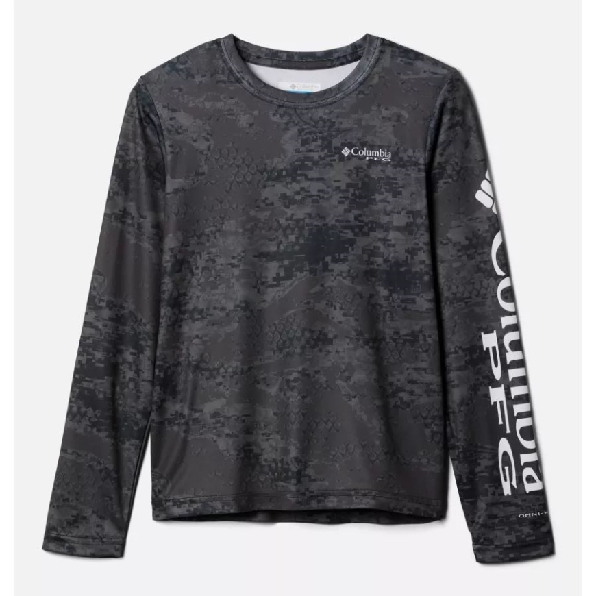 コロンビア ブラック Pfg 迷彩プリント キッズ Pfg スーパー ターミナル タックル 長袖シャツ