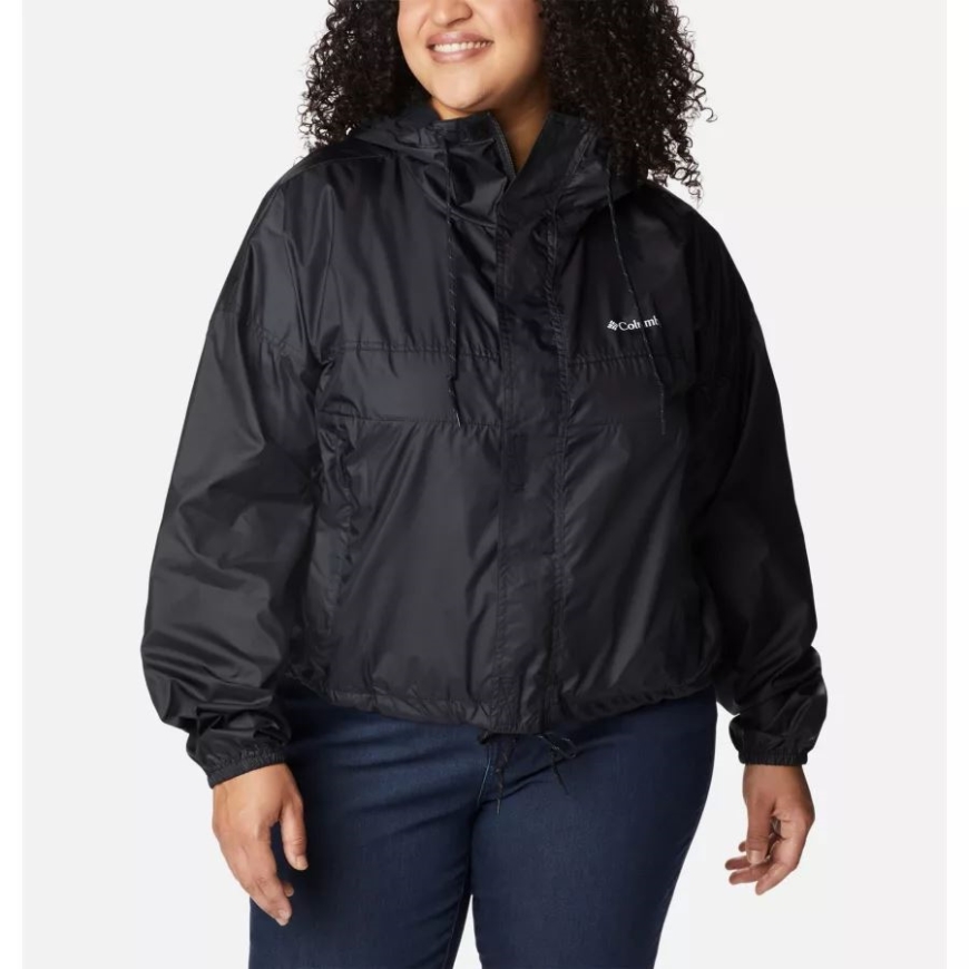 コロンビア ブラック レディース フラッシュ チャレンジャー クロップド ウインドブレーカー プラスサイズ