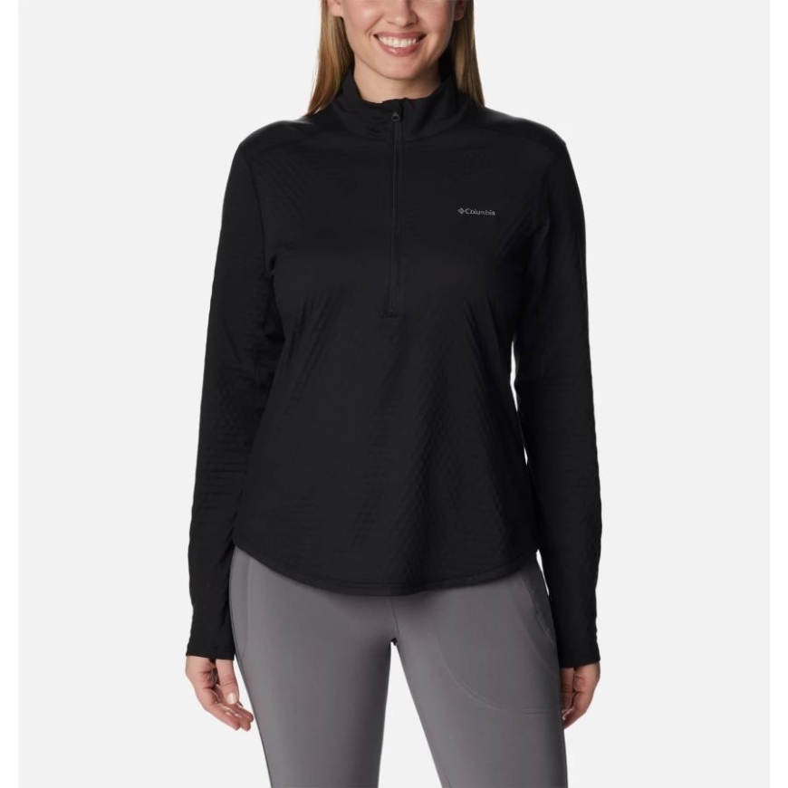 コロンビアブラックウィメンズwブリスアセントハーフジップロングスリーブテクニカルTシャツ