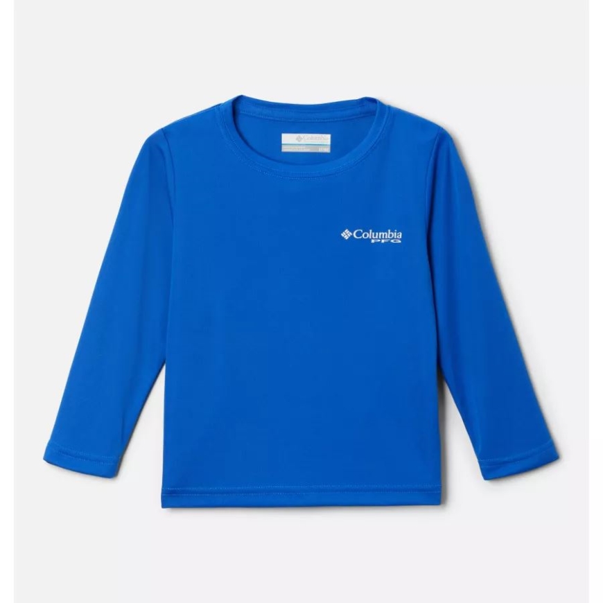 コロンビア ブルー マコー/ホワイト - マーリン ボーイズ 幼児 Pfg ターミナル タックル ユニバーシティ ロング スリーブ シャツ