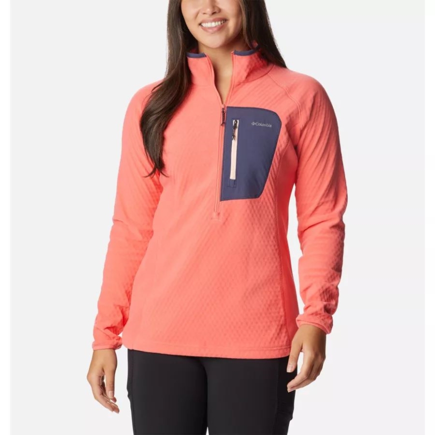 コロンビア ブラッシュ ピンク/ピーチ ブロッサム レディース ウィメンズ アウトドア トラック ハーフジップ フリース テクニカル プルオーバー