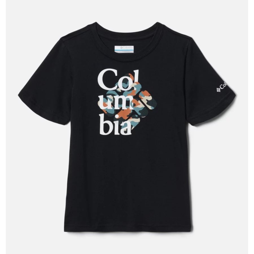コロンビア ボーイズ ベイスン リッジ 半袖 グラフィック Tシャツ ブラック/インターレース カモフラージュ