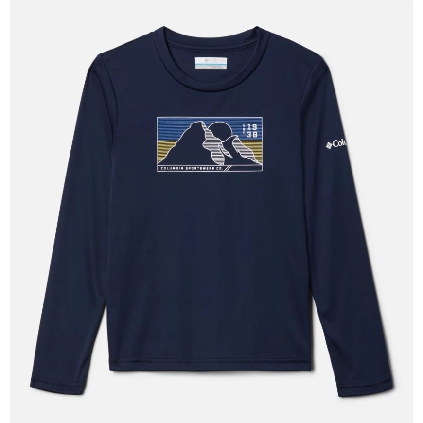 コロンビア ボーイズ グリズリーピーク 長袖 グラフィックTシャツ カレッジネイビー/ラインスケープ