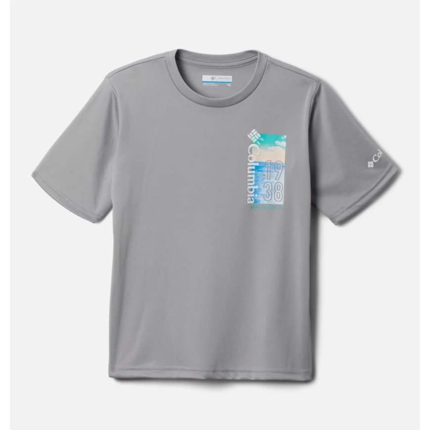コロンビア ボーイズ グリズリー リッジ 半袖 グラフィック Tシャツ コロンビア グレー/ポジティブ アウトルック グラフィック