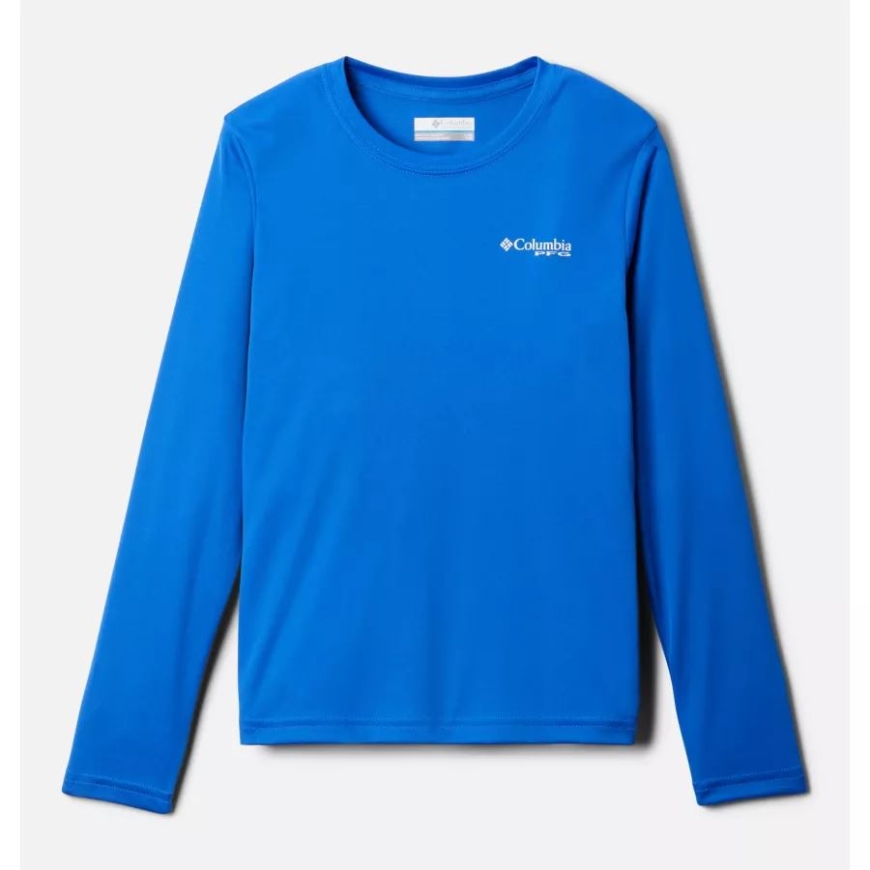 コロンビア ボーイズ PFG ターミナル タックル ユニバーシティ ロング スリーブ シャツ ブルー マコー/ホワイト - マーリン