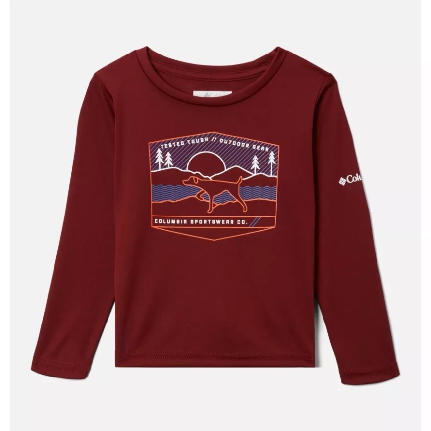 コロンビア 男の子 幼児 グリズリー ピーク 長袖 グラフィック Tシャツ レッド ジャスパー/ハウンド スケープ