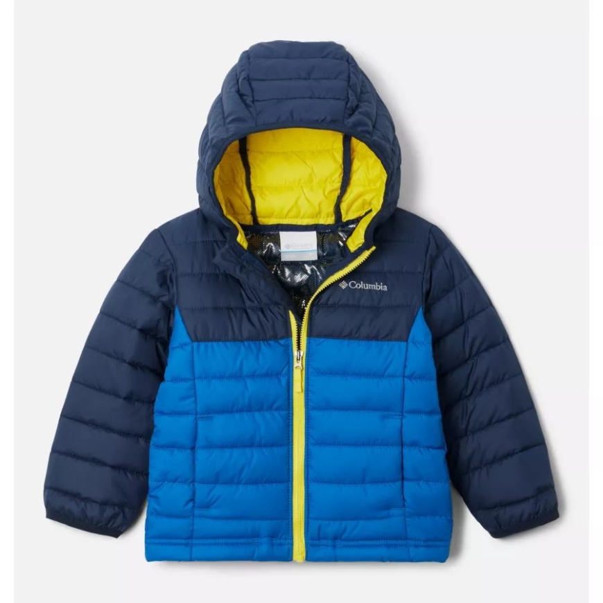 コロンビア ボーイズ トドラー パウダー ライト フード付きジャケット ブライト インディゴ/コル ネイビー/レーザー レモン
