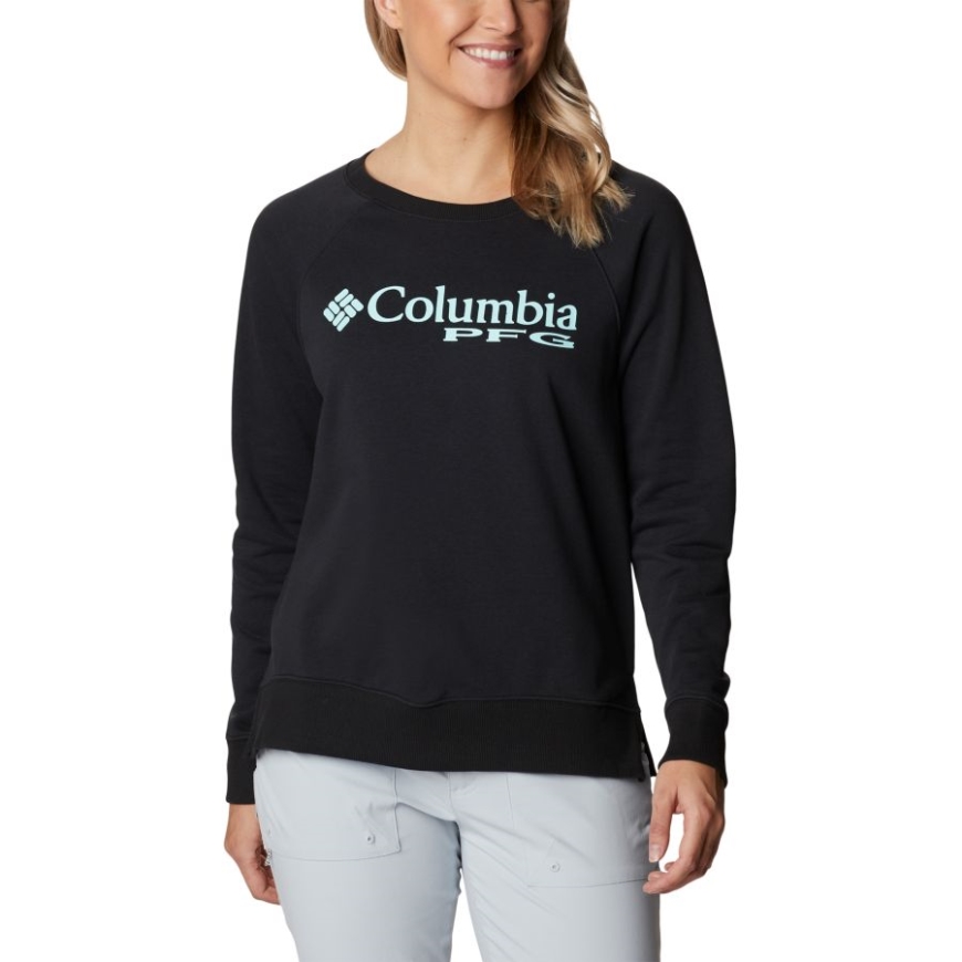コロンビア ブランド レディース Pfg スラック ウォーター フレンチ テリー​​ クルー スウェットシャツ ブラック