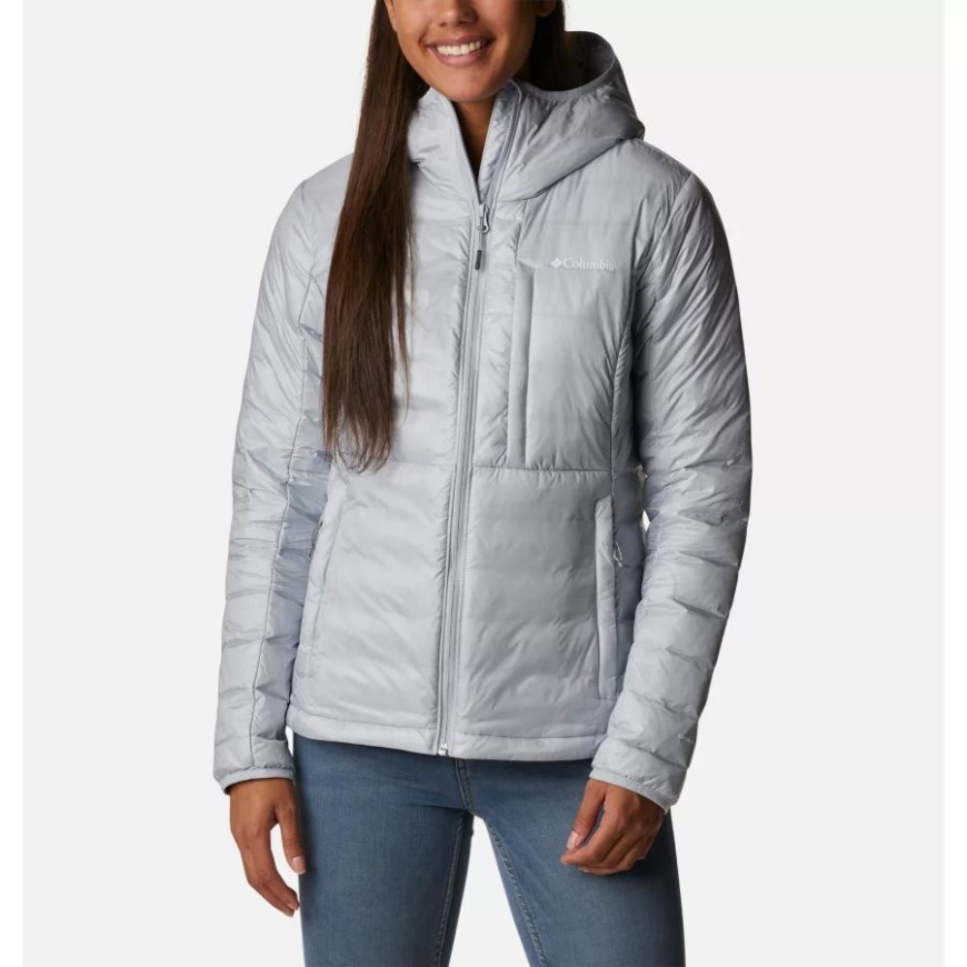 コロンビア シーラス グレー レディース インフィニティ サミット オムニヒート インフィニティ ダブル ウォール ダウン フード付きジャケット