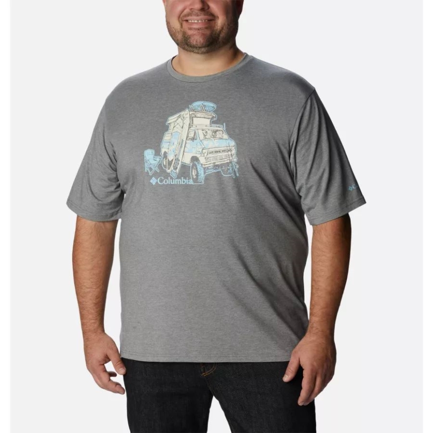 コロンビア シティ グレー ヘザー/H2O ファナティック 2 メンズ サン トレック テクニカル T シャツ エクステンデッド サイズ