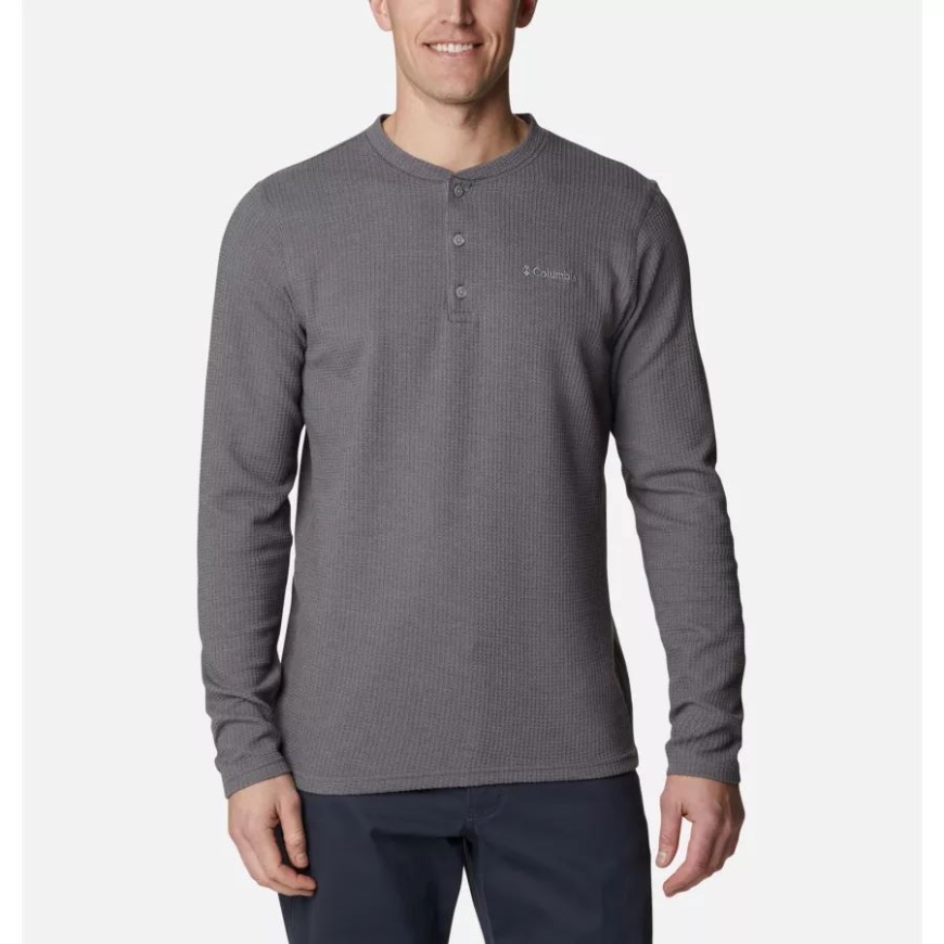 コロンビアシティグレーヘザーメンズパインピークワッフル長袖ヘンリー