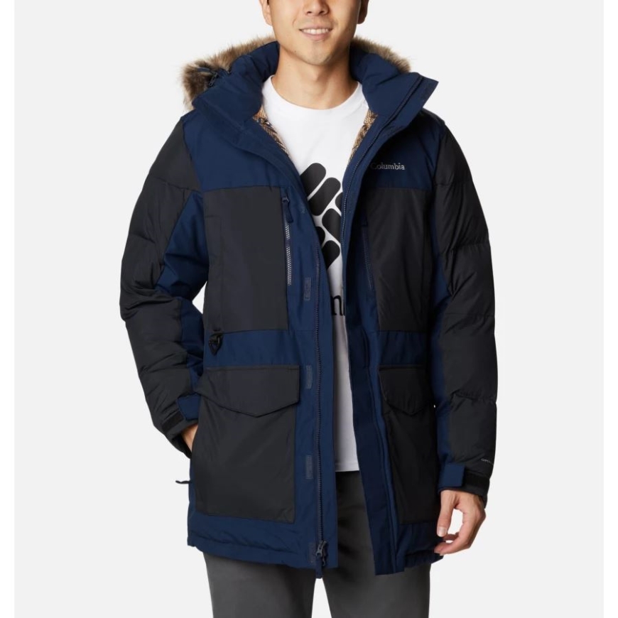 コロンビア カレッジ ネイビー/ブラック メンズ マルカム ピーク フュージョン オムニヒート インフィニティ インサレーティッド パーカー