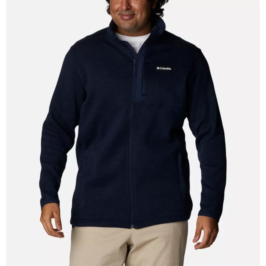 コロンビア カレッジエイト ネイビー ヘザー メンズ セーター ウェザー フルジップ フリース 拡張サイズ