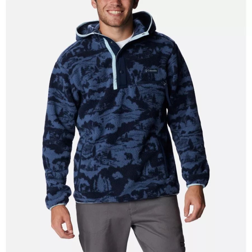 コロンビア カレッジエイト ネイビー ロースト プリント メンズ ヘルベティア シェルパ フリース パーカー