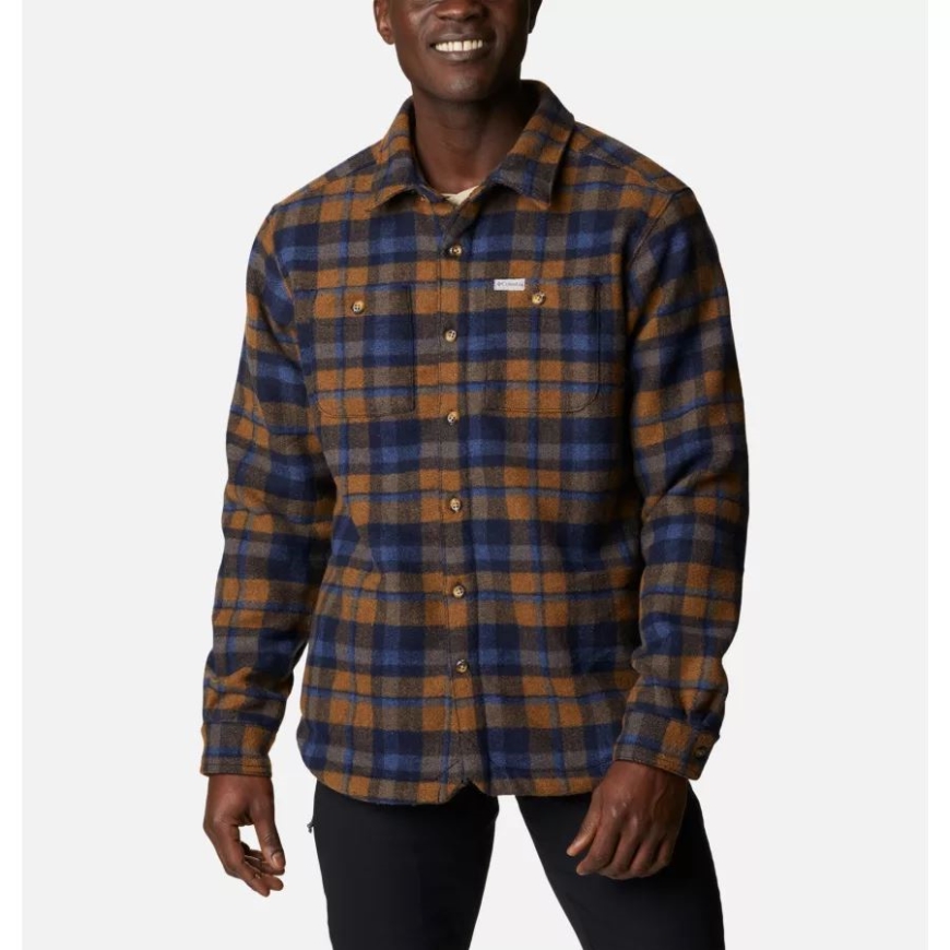 コロンビア カレッジ ネイビー ステア ステップ チェック メンズ ウィンドワード ラギッド シャツ ジャケット