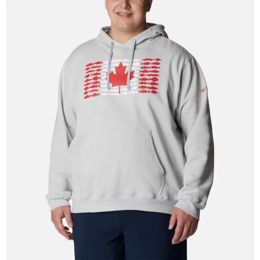 コロンビア クール グレー/ブライト レッド カナダ メンズ Pfg フィッシュ フラッグ Ii パーカー ビッグ