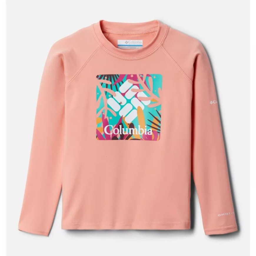 葉っぱのコロンビア サンゴ礁 キッズ 幼児 サンディ ショア プリント 長袖 サンガード シャツ