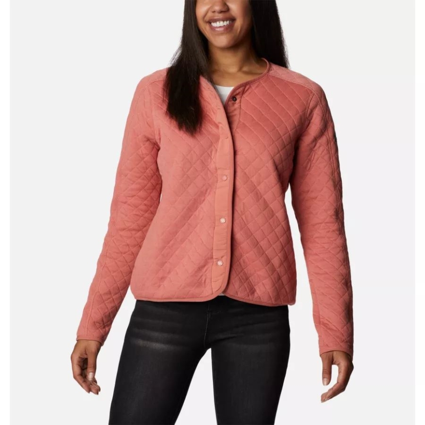 コロンビア ダークコーラル レディース コロンビア ロッジ キルティング カーディガン
