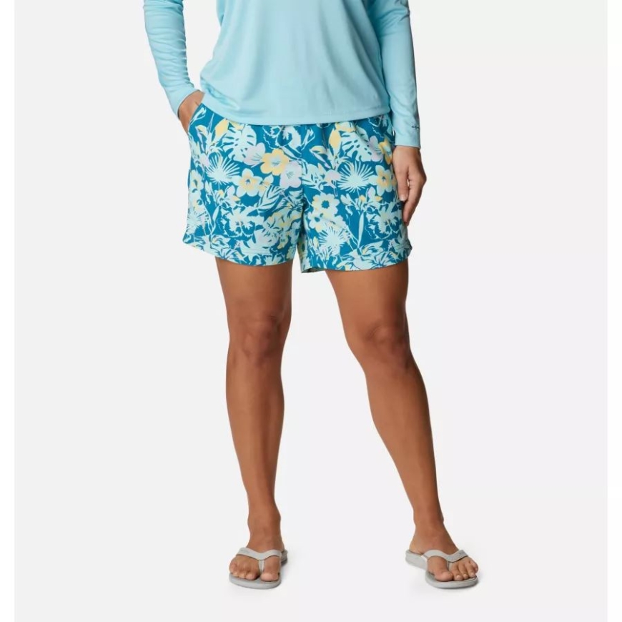 コロンビア ディープ マリン/フローリッシュ プリント レディース Pfg スーパー バックキャスト ウォーター ショーツ