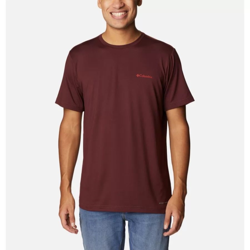 コロンビア エルダーベリー/スティプルド ヒルズ バック メンズ テック トレイル グラフィック Tシャツ