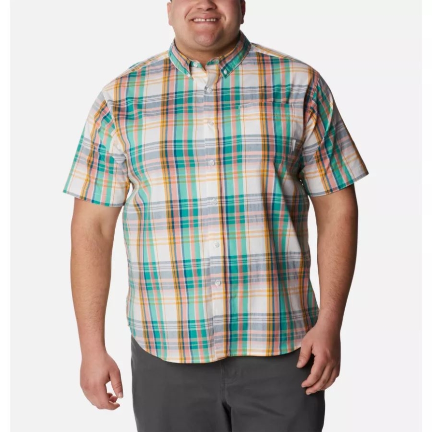 コロンビア エレクトリック ターコイズ マルチ マドラス メンズ ラピッド リバーズ II ショート スリーブ シャツ ビッグ