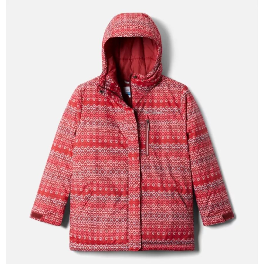 コロンビア ガールズ アルパイン フリー ファリー スキー ジャケット マルサラ レッド/ダイヤモンド ストライプ プリント