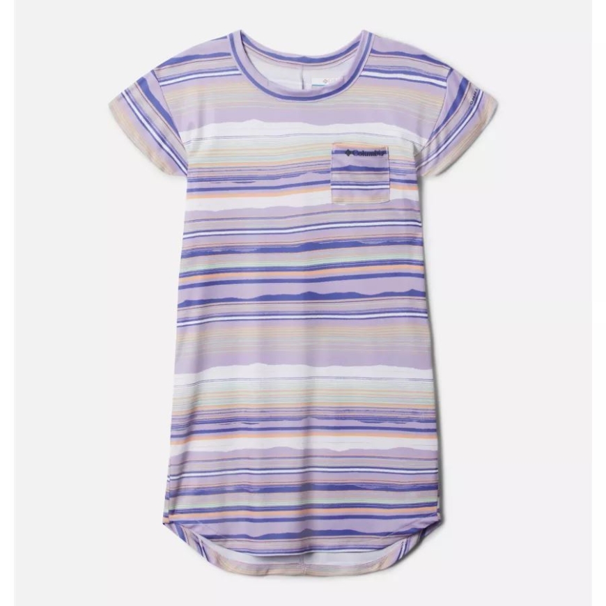 コロンビア ガールズ パーカー リッジ ドレス フロスト パープル ホライズン ストライプ