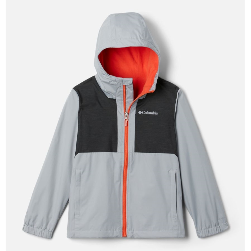 コロンビア グレー/ブラック スラブ ボーイズ レイン トレイルズ フリース ライニング ジャケット コロンビア