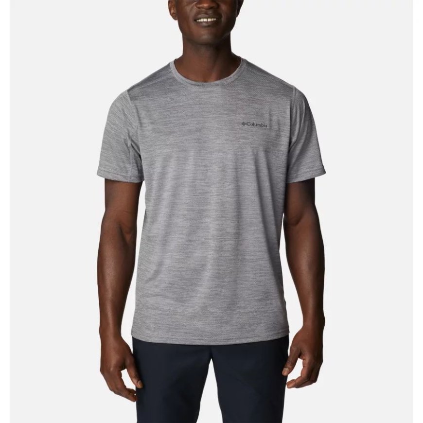 コロンビア グレー ヘザー コロンビア メンズ アルパイン チル ゼロ ショート スリーブ クルー シャツ