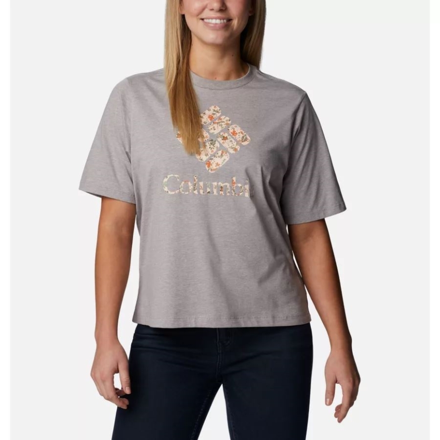コロンビア グレー ヘザー/ジェム ミニ ハイビスカス レディース ノース カスケード リラックス Tシャツ コロンビア
