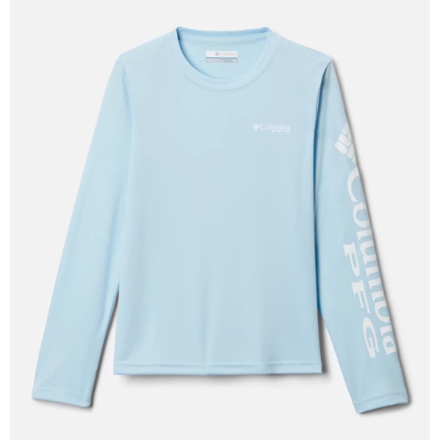 コロンビア キッズ Pfg ターミナル タックル ロングスリーブ Tシャツ スプリング ブルー/ホワイト ロゴ