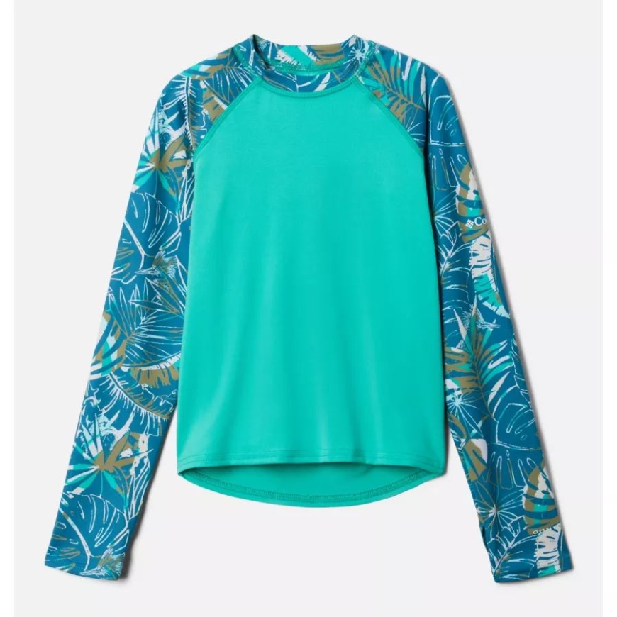 コロンビア キッズ サンディ ショアプリント ロング スリーブ サンガード シャツ エレクトリック ターコイズ/ディープ マリン キング パル