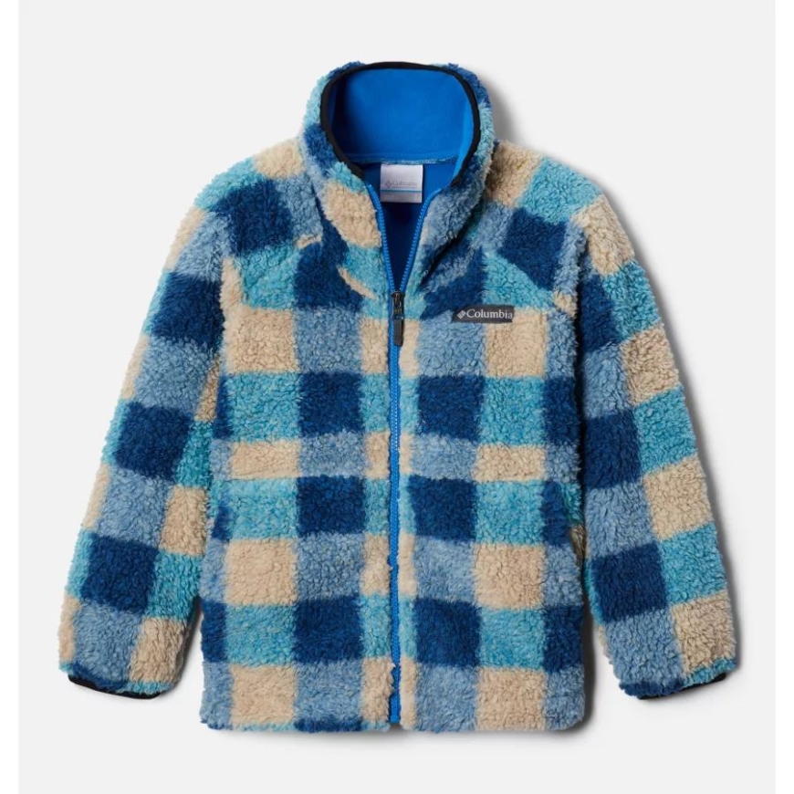 コロンビア キッズ ウィンターパス プリント シェルパ フルジップ フリース ジャケット 明るいインディゴ チェック マルチ