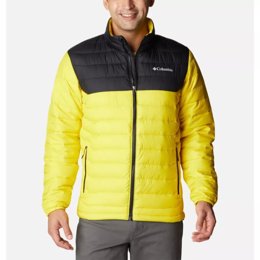 コロンビア レーザー レモン/ブラック メンズ パウダー ライト インサレーテッド ジャケット