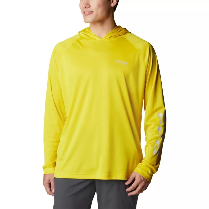 コロンビア レーザー レモン/クール グレー ロゴ メンズ Pfg ターミナル タックル パーカー