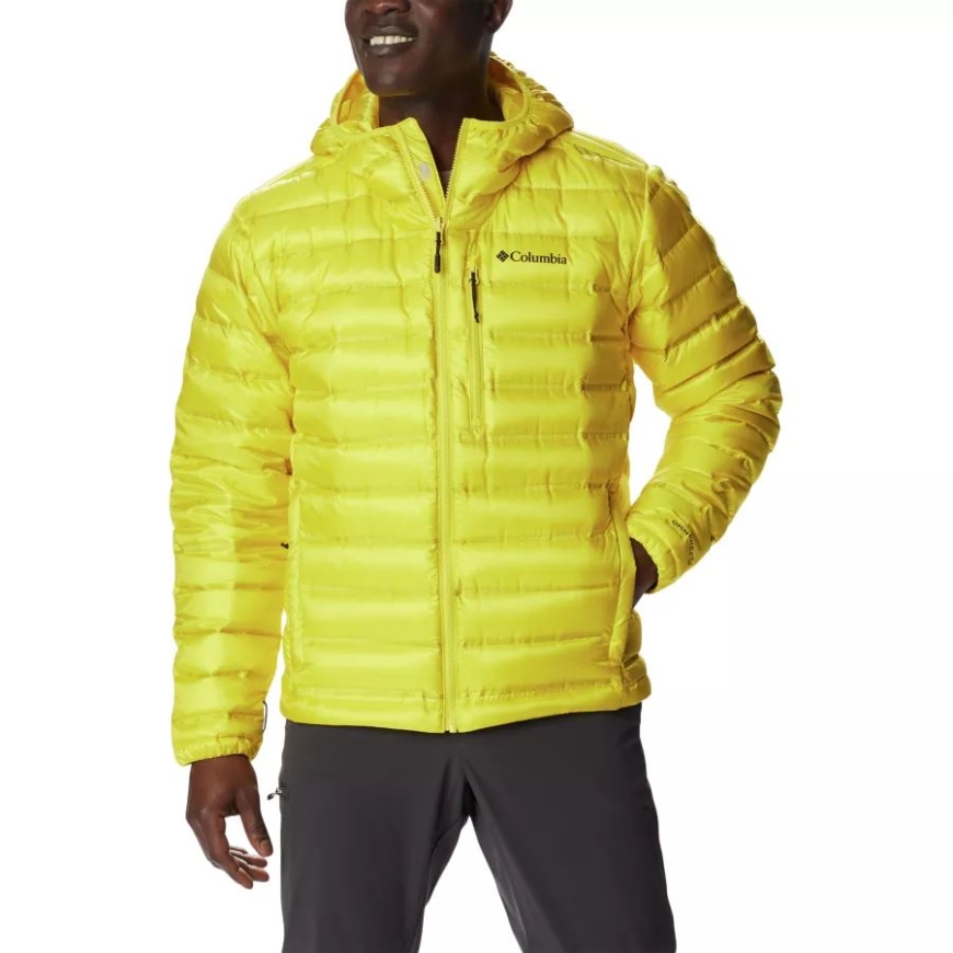 コロンビア レーザー レモン メンズ ペブル ピーク ダウン フード付きパファー ジャケット