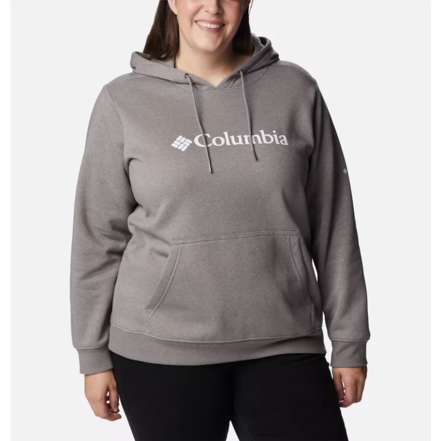 コロンビア ライトグレー ヘザー レディース コロンビア ロゴ パーカー プラスサイズ