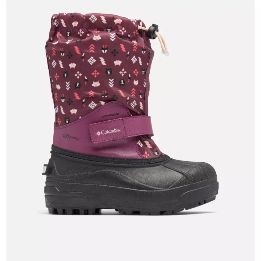 コロンビア マリオンベリー/ピーチ ブロッサム ビッグ キッズ パウダーバグ フォーティ プリント ブーツ