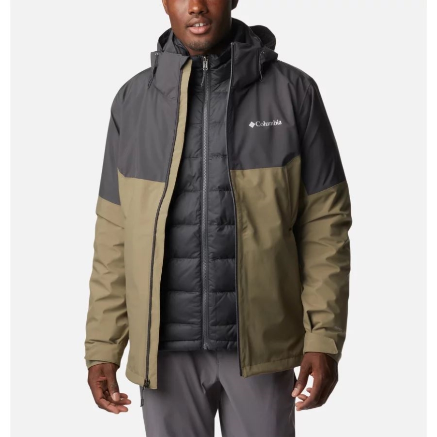 コロンビア メンズ カスケード ピーク Iv 3-in-1 防水ジャケット ストーン グリーン/シャーク