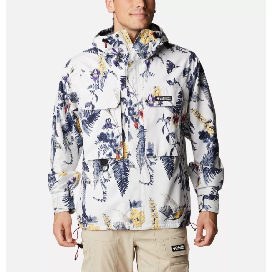 コロンビア メンズ フィールド クリーク フレイザー シェル ジャケット シーソルト ワイルドライフ ガイド プリント