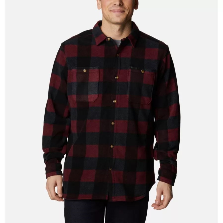 コロンビア メンズ フレアガン フリースオーバーシャ​​ツ エルダーベリー マルチチェック