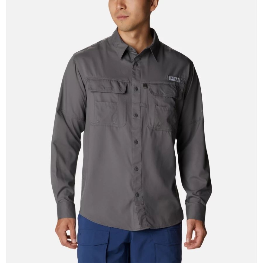 コロンビア メンズ PFG ドリフト ガイド ウーブン ロング スリーブ シャツ シティ グレー