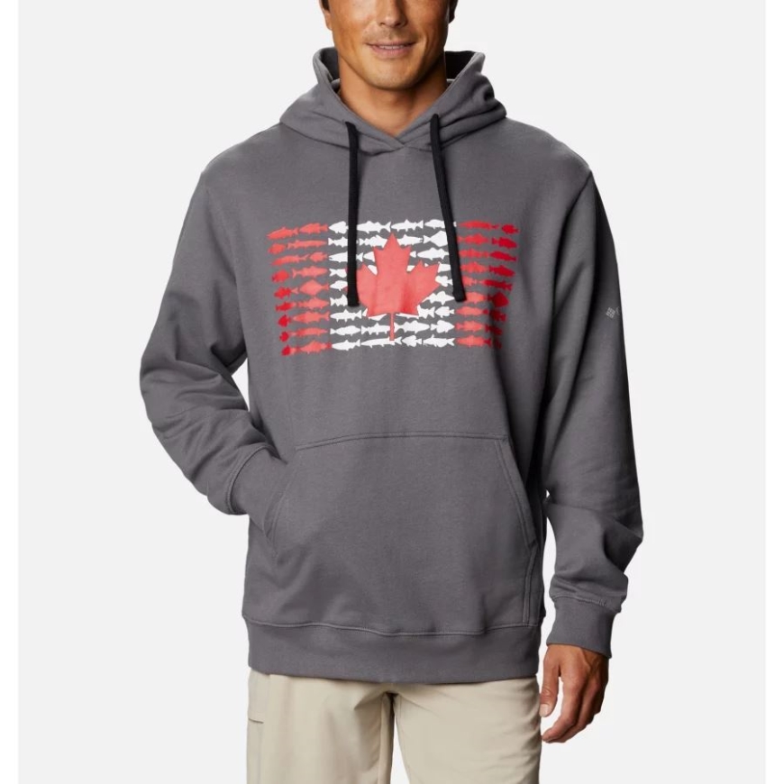 コロンビア メンズ PFG フィッシュ フラッグ パーカー シティ グレー/缶 フィッシュ フラッグ