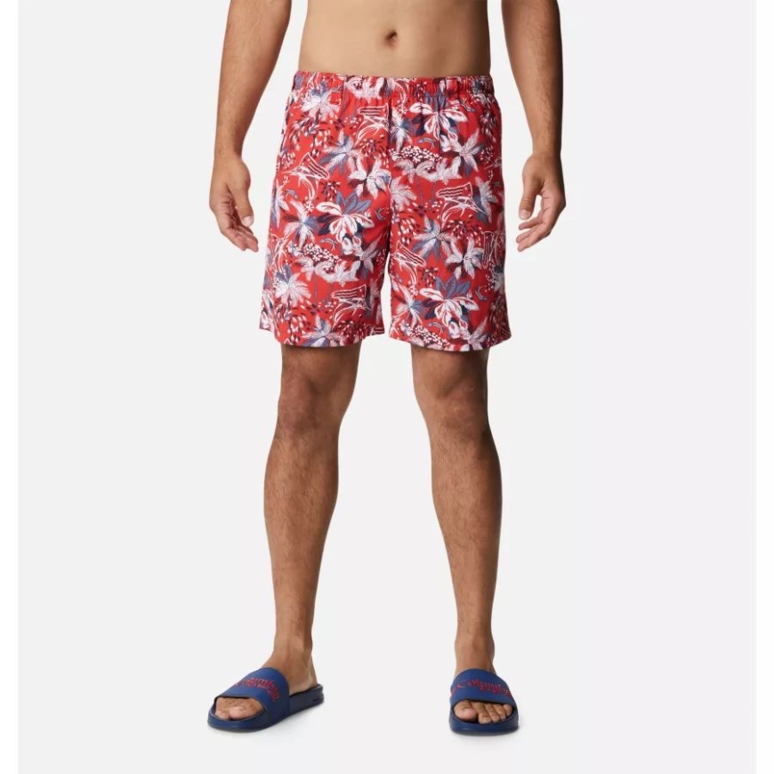 コロンビア メンズ Pfg スーパー バックキャスト ウォーター ショーツ レッド スパーク 花火 フィッシュ プリント