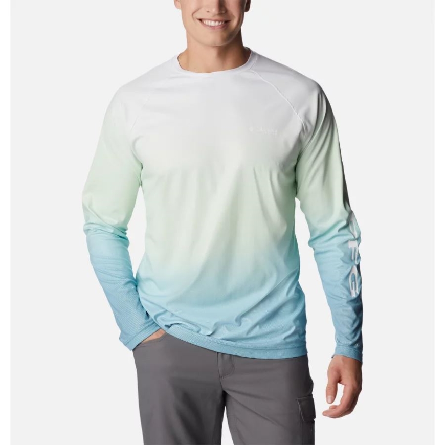 コロンビア メンズ Pfg ターミナル デフレクター プリント ロング スリーブ シャツ ディープ マリン グラデーション