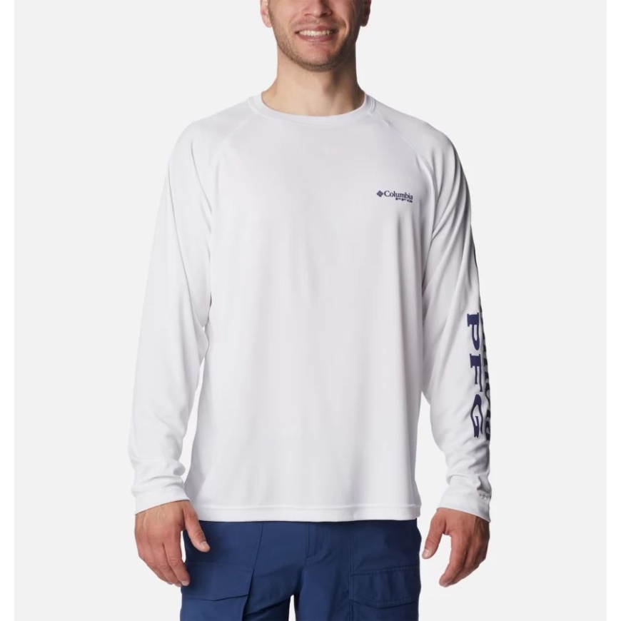 コロンビア メンズ Pfg ターミナル タックル ロング スリーブ シャツ トール ホワイト/ナイトシェード ロゴ
