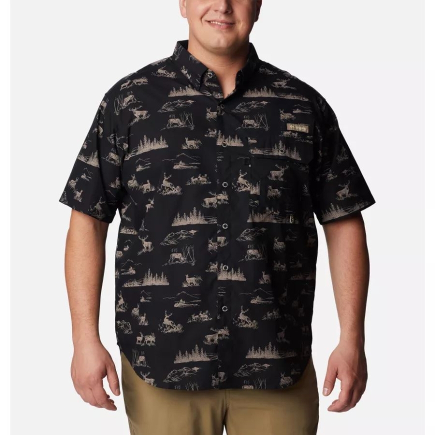 コロンビア メンズ Phg スーパー シャープテール ショート スリーブ シャツ ビッグ ブラック ハイ カントリー プリント