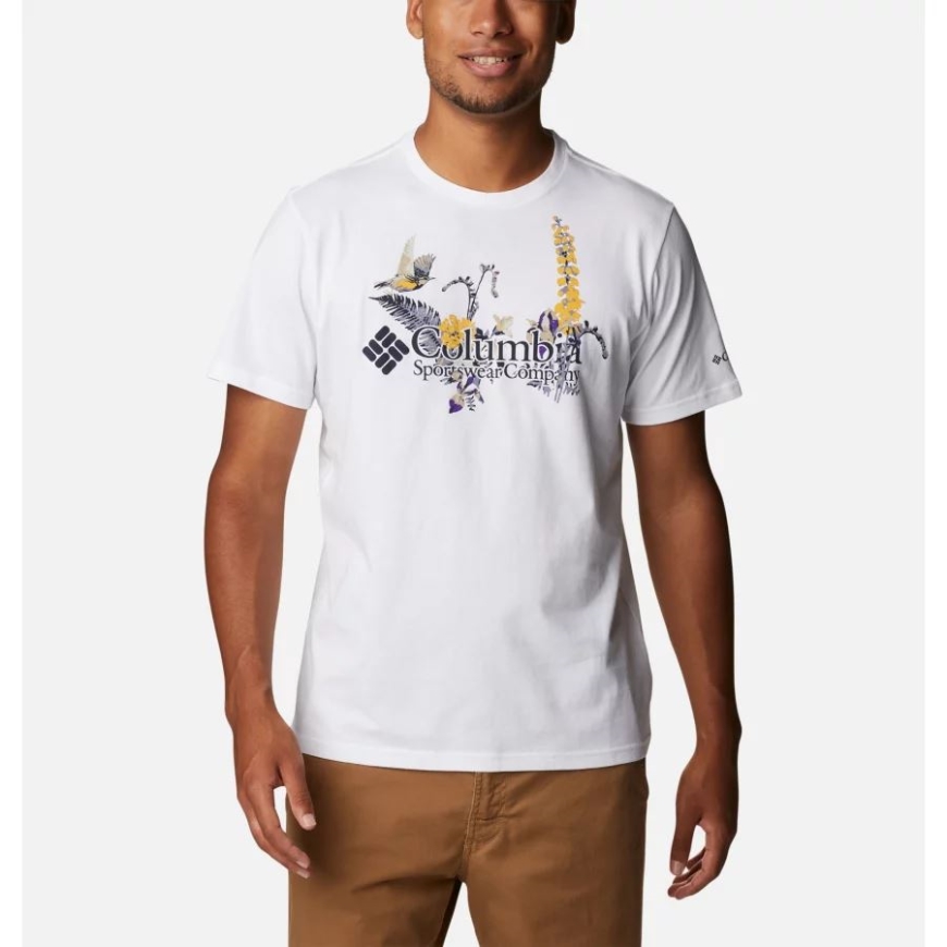 コロンビア メンズ パス レイク グラフィック Tシャツ ホワイト/フィールドクリーク グラフィック