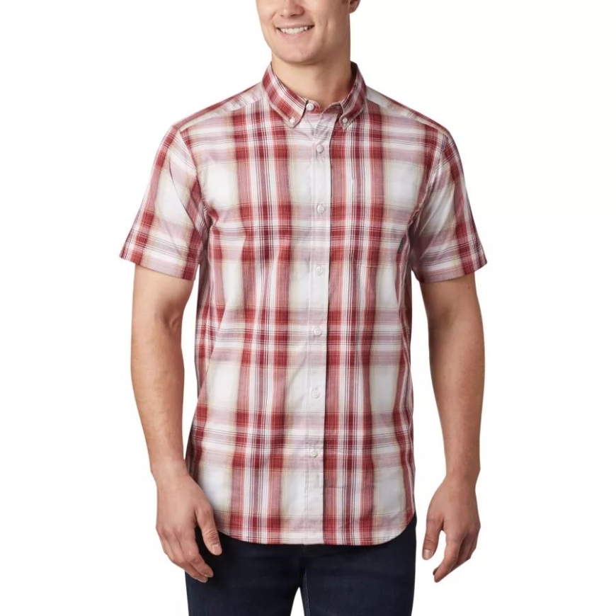 コロンビア メンズ ラピッド リバーズ II ショート スリーブ シャツ トール レッド ジャスパー オンブル チェック柄